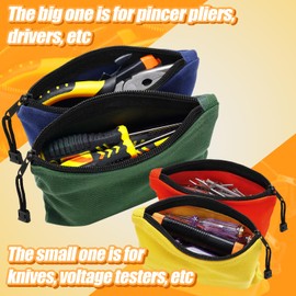ANPHSIN 6 Pack Canvas Tool Bags - Heavy Duty Zipper Pouch Set, 11.2''x 7'' and 7''x4.7'' Multipurpose Small Tools Storage Organizer with Dependable Zipper