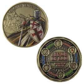 Knights Templar Put on The Whole Armor of God Challenge Coin Prayer Ephesians 6:13-17 Commemorative Coin - Antique Bronze