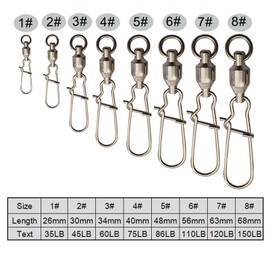 SHADDOCK Pack of 15 Fishing Ball Bearing Swivels with Duo-Lock Snaps Fishing Line Hook Connectors Fishing Accessories Fishing Swivels, Size (1#-8#) (6#-110LB-15pcs)