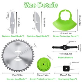 FS-PINGXIANG Cordless Strimmer Blades Replacement Accessories, 18 Pcs Lawn Mower Metal Blades, Weed Wacker Replacement Blade, Garden Grass Spare Blade, Stainless Steel Blades for Mowing Lawns