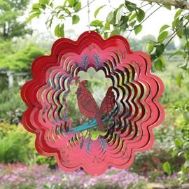 Suitchoi Cardinal Hanging Wind Spinners Outdoor,Cardinal Gifts for Women Mom Grandma Wife,11 inch Stainless Steel Wind Spinner Garden Yard Decor Ornaments Outside Decorations-Fruit Cardinal