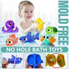 GZHFMUS No Hole Mold Free Baby Bath Toys for Kids Ages 1-3,Water Toys for Babies and Toddlers,Ocean Animal Bath Toys for Bathtub,Shower,Beach, Pool,Water Table,Boys Girls Gifts with Storage Bag