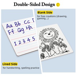 Small Dry Erase Board with Lines 10 Pack White Board Lined 9"x12", Double Sided Mini Whiteboard Ruled Handwriting Practice for Education Classroom Teacher Homeschool Supplies with 10 Erasers