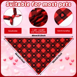 20 Packs Valentine's Day Dog Bandanas Triangle Bandana Triangle Bibs Scarf Reversible Bandana Adjustable Neckerchief Scarf for Dogs Cats Pet (32 x 22 x 22 Inch)