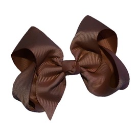 WD2U Girls 4" Solid Grosgrain Ribbon Boutique Hair Bow Alligator Clip Brown