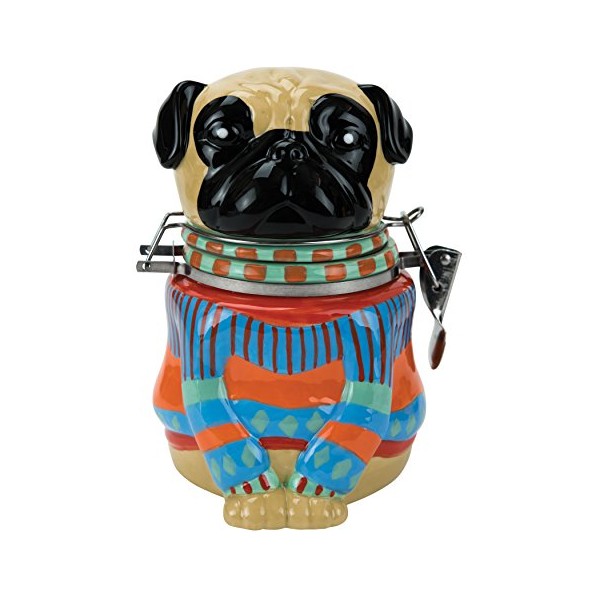 Hinged Jar, Pugly Sweater Collection, Hand-painted Earthenware Storage Container by Boston Warehouse