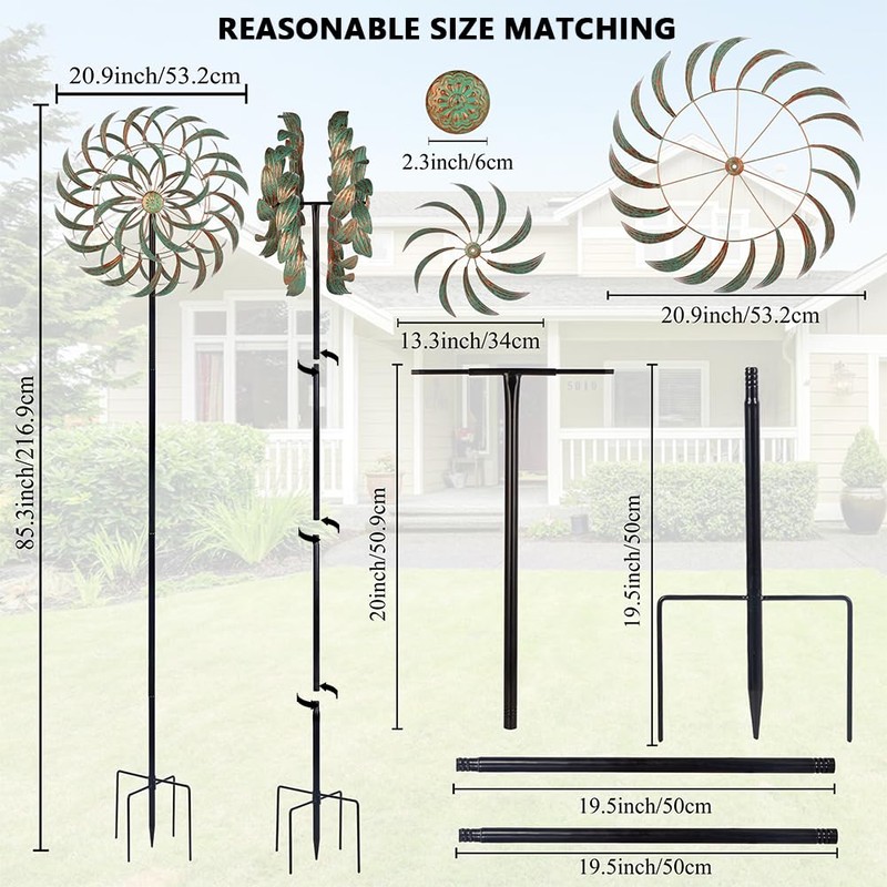 Viveta Large Outdoor Wind Spinner,21 * 85 inches Metal Wind