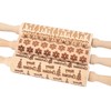 3Pcs Wooden Embossed Rolling Pin Cute Christmas Pattern Engraved Embossing