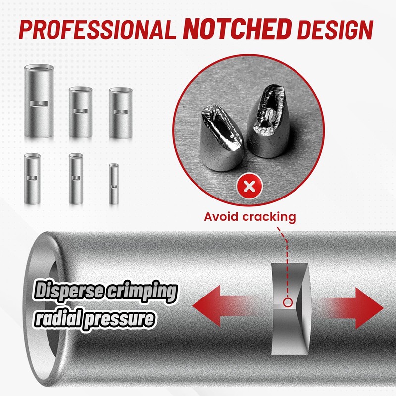 RED WOLF 26 to 8 AWG Uninsulated Bu-tt Connector Copper