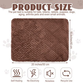 Drydiet 4 Pcs Self Heating Cat Pad Self Warming Cat Bed Dog Heating Pad Washable Thermal Pet Mat for Indoor Outdoor Pet 16 x 20 Inch Removable Non Slip(Coffee)