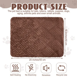 Drydiet 4 Pcs Self Heating Cat Pad Self Warming Cat Bed Dog Heating Pad Washable Thermal Pet Mat for Indoor Outdoor Pet 16 x 20 Inch Removable Non Slip(Coffee)