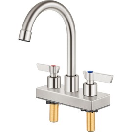 GBBNE Bar Sink Faucet 4 Inch Center 2 Hole Deck Mount Bar Faucets for Sink Prep Dual Handles Commercial Utility Laundry Kitchen,Brushed Nickel