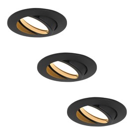 HCFEI LED Recessed Spotlight, Dimmable, Black, Swivelling, 5 W, Flat, 230 V, Recessed Spotlight, 68 mm Borehole, 120° Beam Angle, Warm White, 3000 K (Pack of 3)