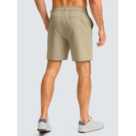 G Gradual Men's Casual Shorts 7" Lightweight Golf Shorts for Men Stretch with 3 Pockets Quick Dry Breathable Work Shorts Khaki