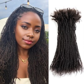 DAIXI Handmade Interlocking Sisterlocks Curly Tips 100% Real Human Hair Permanent Micro Locs Extensions Natural Looking Soft Dreadlocks Can Be Bleached and Dyed.(1B - 0.2cm, 8 Inch 60 Strands)