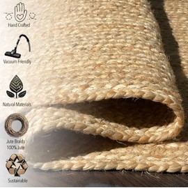 Chardin home Jute Braided Boho Rectangular Runner Rug 2 x 8 ft, Natural Jute, Artisanal Bohemian Handcrafted Home Decor, Perfect for Kitchens, Study, dorms, entryways, hallways, Closets, stairwells