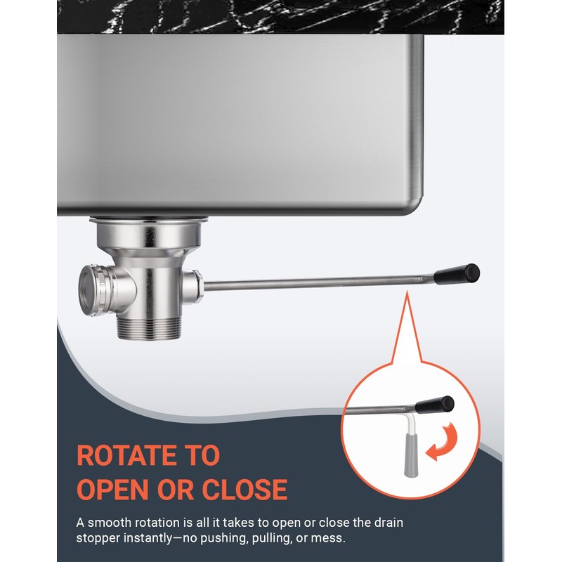 Phivan Twist Drain Handle for Commercial Sink, Twist Waste Valve