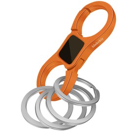 Idakekiy Key Chain Quick Release Spring with 4 Key Rings Heavy Duty Car Keychain Organizer for Men and Women, Darkorange, Small