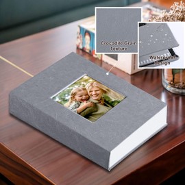 Ywlake Photo Album 4x6 50 2 Packs, Small Mini Capacity Leather Photo Books, Each Pack Holds 50 Top Loader Vertical Only Pictures Grey