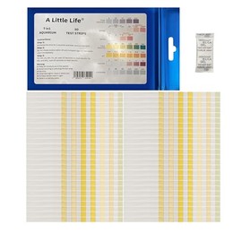 A Little Life 7 in1 Aquarium Test Strips, (50 Strips), Fish Tank Testing Kit for Nitrate, Nitrite, pH, Chlorine, Total Hardness, Total Alkalinity and Carbonate