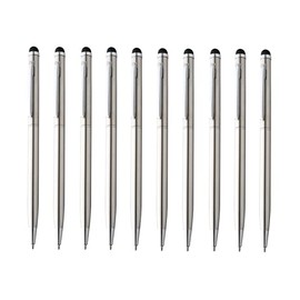 noTrash2003 Set of 10 Slim Metal Ballpoint Pens Elegant Twist Ballpoint Pens with Touch Pen for Office and Workplace