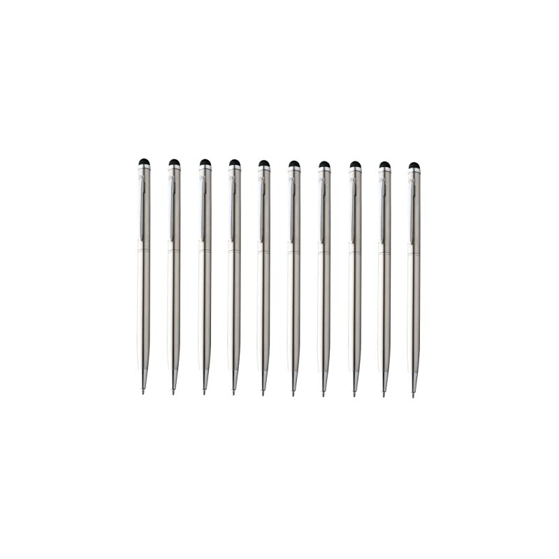 noTrash2003 Set of 10 Slim Metal Ballpoint Pens Elegant Twist