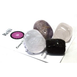 Reiki Energy Charged 'Crown Chakra' Healing Crystal Tumble Stone Gift Set
