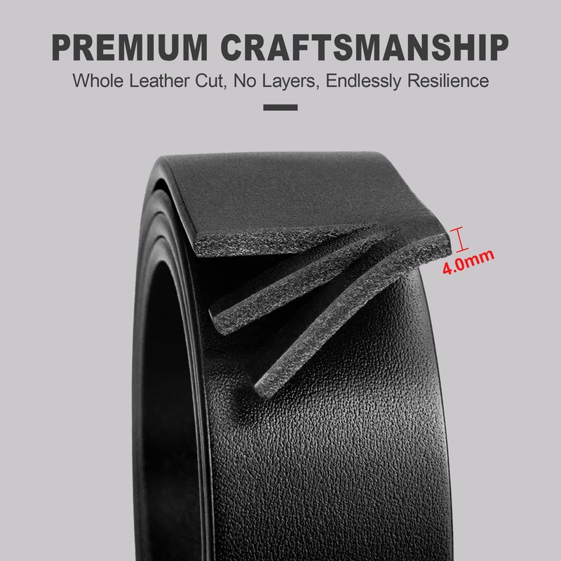 VONMELLI Mens Leather Double Prong Belt Work Casual Belts for