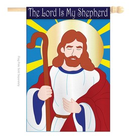 Two Group My Shepherd Kit Religious Faith Hope Grace Peace Dove Christian Religion Easter Decoration Banner Small Yard Gift Double-Sided, House & Garden Flags Set w/Flagpole, Imported