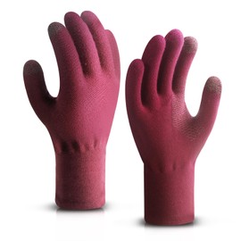 HandLove Ultra-Thin Winter Ski glove liners for Men Women - Upgraded Touch Screen Cold Weather Thermal Warm Knit Glove for Skiing, Hiking, Running, Driving, magic gloves, Red, 2Pairs L