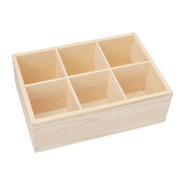 Wooden Pen Holder, Square Pen Holder, 6 Compartments, 4 Compartments, Desk Organiser Pens, DIY Wooden Pen Holder, Pen Holder Organiser for Stationery (B)