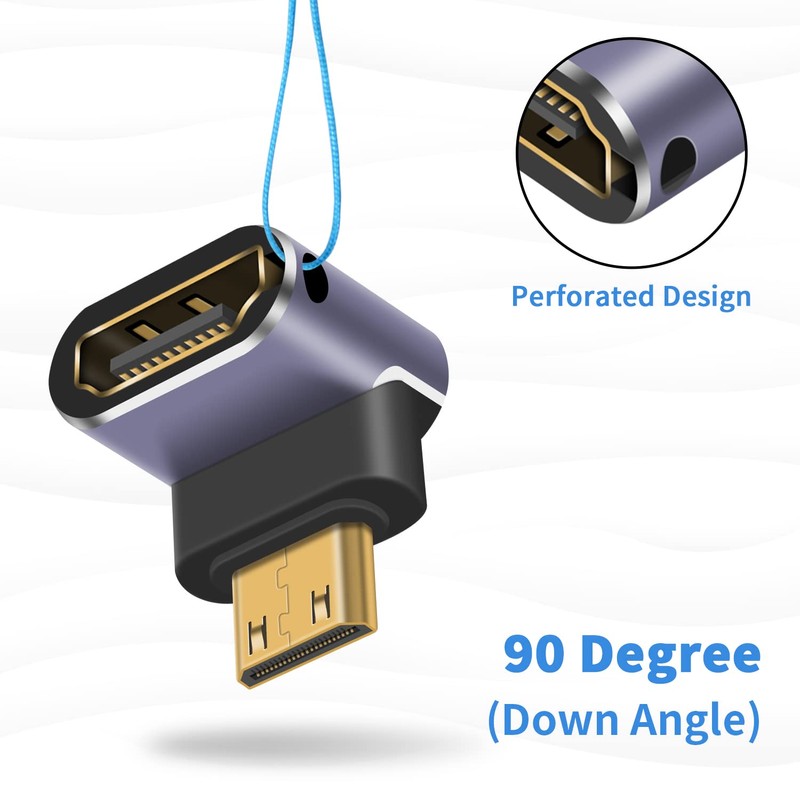 Duttek HDMI to Mini HDMI 8K Adapter(2 Pack),Down Angle Mini