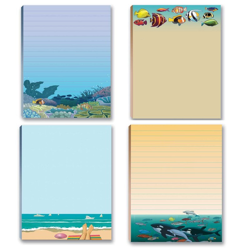 Beach Note Pad Pack - 8 Assorted Beach & Ocean