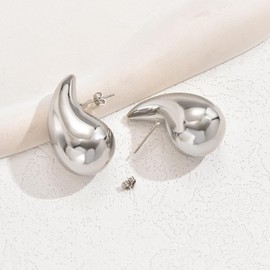 Julyls 18K Gold Earrings Dupes, Elegant Waterdrop Earrings for Women, Hypoallergenic Chunky Hoop Earrings, Gold-Plated Fashion Jewellery for Women and Girls, Copper plated with gold