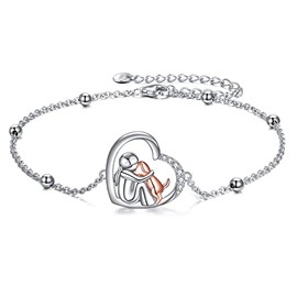 YFN Dog Bracelet, 925 Sterling Silver Cute Animal Adjustable Bracelets Dog Lovers Memorial Gifts for Women Girls Dog Jewelry Gifts 9 Inch, Sterling Silver