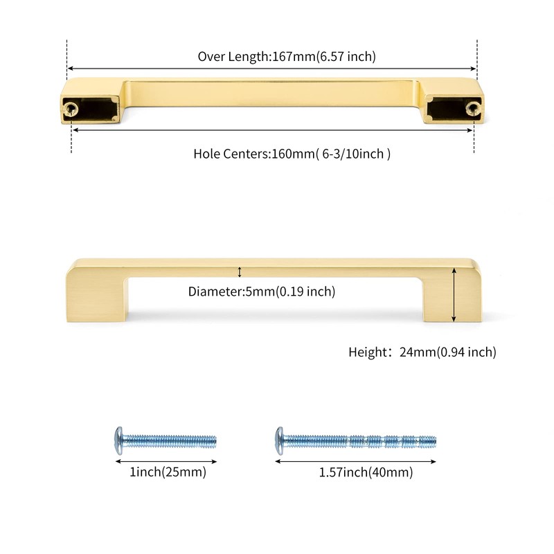 Rergy 10 Pack Gold Cabinet Pulls Brushed Brass Cabinet Pulls