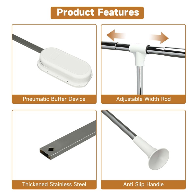bimiti Pull Down Closet Rod White, Adjustable 33-45 inches Side