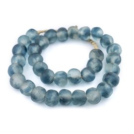 Jumbo Recycled Glass Beads - Beaded Wall Hangings - Extra Large African Sea Glass Beads 21-25mm - The Bead Chest (Blue Wave Marine)