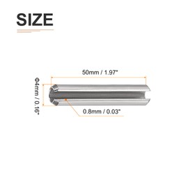 DTGN M4 x 50 mm (DxL) Slotted Spring Pin - 50 Pack - Good for Home Machine Closure - 304 Stainless Steel Spring Dowel Tension Roll Pin - Silver
