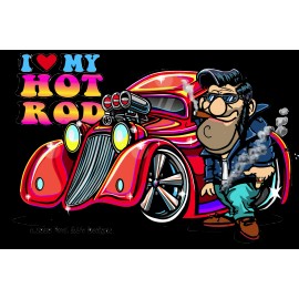 Evel AL's Designs HOT ROD STICKER “I love my Hot Rod!" OLD SCHOOL Vintage Retro Decal Street Rod
