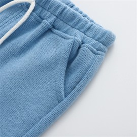 Baby Winter Thick Warm Pants Toddler Boys Girls Joggers Pants Cotton Soild Sweatpants Kids Trousers (Blue, 6-12 Months)