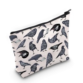 Funny Crow Friend Inspired Cosmetic Bag Crow Bird Lover Gift Black Crow Makeup Bag Birdwatching Gift