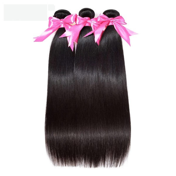 ISEE Hair 8A Malaysian Virgin Straight Hair 3 Bundles 100% Unprocessed Human Hair Weave Bundles Hair Extensions 3 Bundles Deal Natural Black 12 14 16inches