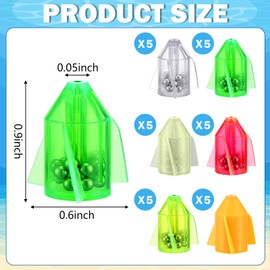 Gemscream 30 Pcs Catfish Rattles for Catfishing, Fishing Rattles with 15 Stainless Steel Beads, Rocket Shaped Inline Fish Attractor Fishing Tackle for Catfish Bass Pompano(0.9 x 0.6 Inch,Multicolor)