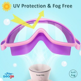 Kids Goggles for Swimming 2 Pack No Leaking Anti-Fog Outer Eye Fit with Wide View UV Protection Crystal Clear Watertight Swim Goggles with nose cover Suitable for Children Youth Boys Girls Age 3 to 14