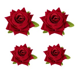 AWOCAN Rose Flower Hair Clip Bohemia Flannel Elegant Hairpins Rose Bridal Hair Pins Bridesmaid Head Piece for Woman Flamenco Dancer Bridal Party Wedding (Red-style2)