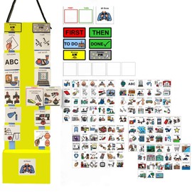 Two Strip Night & Day Daily Schedule Great Visual Behavioral Tool for Structure at Home, School & in The Community. (Yellow Magnetic -2 Strips, 133 Icon Plastic Cards)