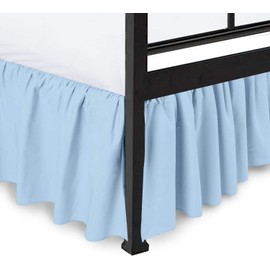 Peace Sleep Bedding - Ruffled Bed Skirt with Split Corners, Light Blue, Queen 18 Inch Drop Bedskirt, Hotel Quality Brushed Microfiber Wrinkle Free Dust Ruffle Bed Skirt Queen Size