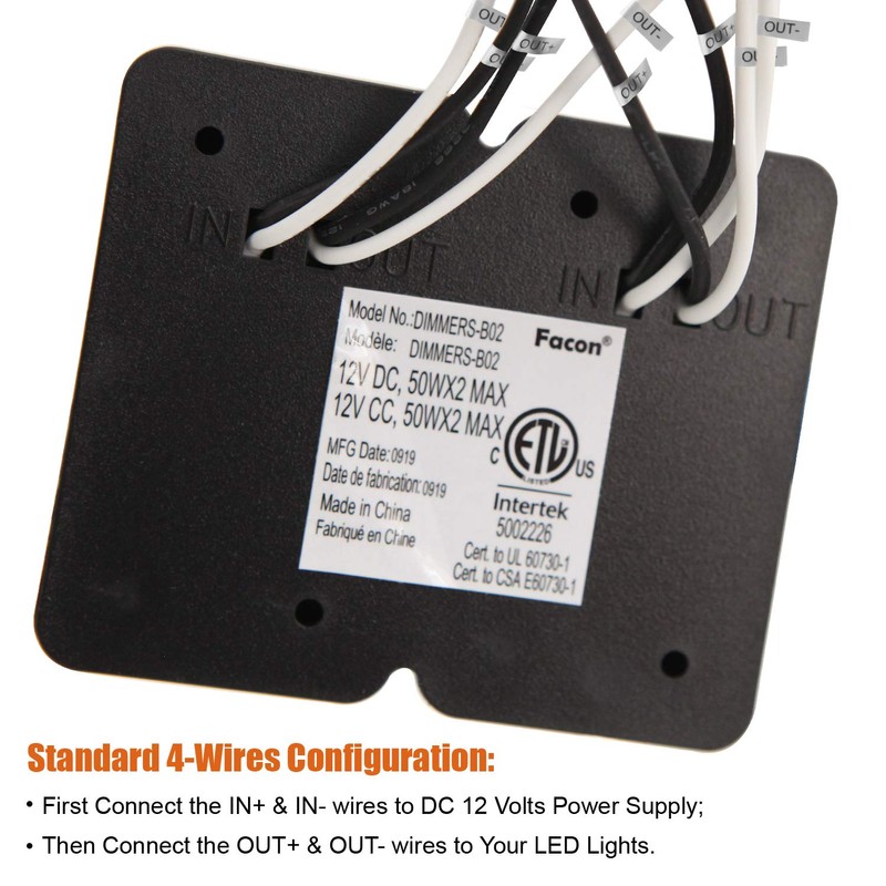 Facon 12Volt Touch Double Dimmer Switch,100W Max, PWM Wall Mount