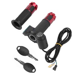 E Throttle 22mm Twist Throttle Accelerator Grips with Switch LED Voltage Display and Key Knock, 2M Lenghth Cable, Universal Throttle Handlebar for Scooters tructcle and